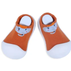 Baby Moo Blushing Elephant Rubber Comfortable Sole Slip-On Sock Shoes - Orange