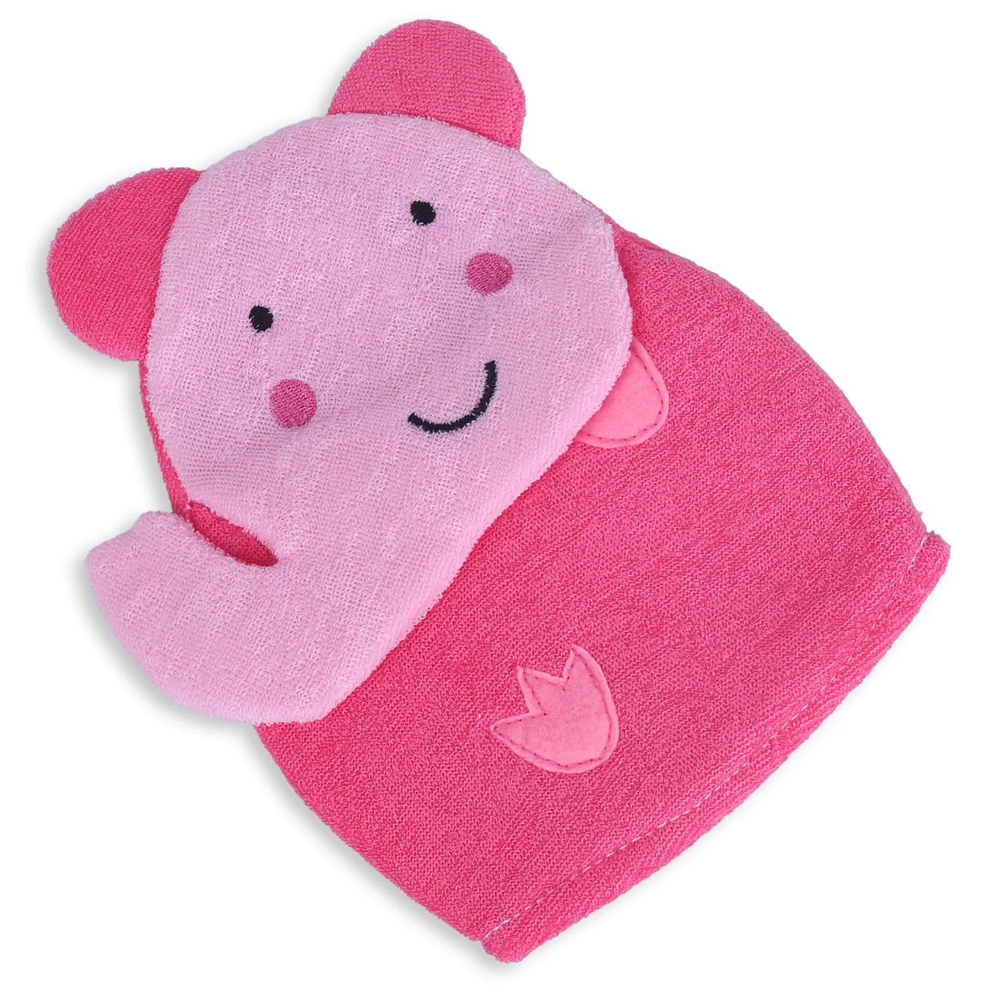 Baby Moo Blushing Elephant Bath Time Fun Hand Puppet Loofah Bath Glove - Pink