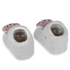 Baby Moo Blushing Kitty Cotton Anti-Skid 3D Socks - Grey
