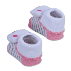 Baby Moo Blushing Kitty Cotton Anti-Skid 3D Socks - White