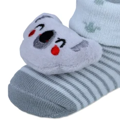 Baby Moo Blushing Koala Cotton Anti-Skid 3D Socks - Grey