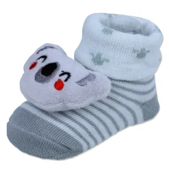 Baby Moo Blushing Koala Cotton Anti-Skid 3D Socks - Grey