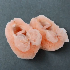 Baby Moo Bow Applique Warm Furry Booties - Peach