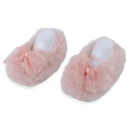 Baby Moo Bow Applique Warm Furry Booties - Pink