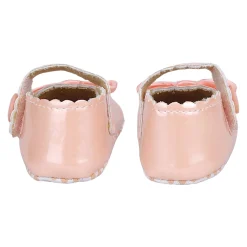 Baby Moo Bow Appplique Velcro Strap Anti-Skid Ballerina Booties - Peach