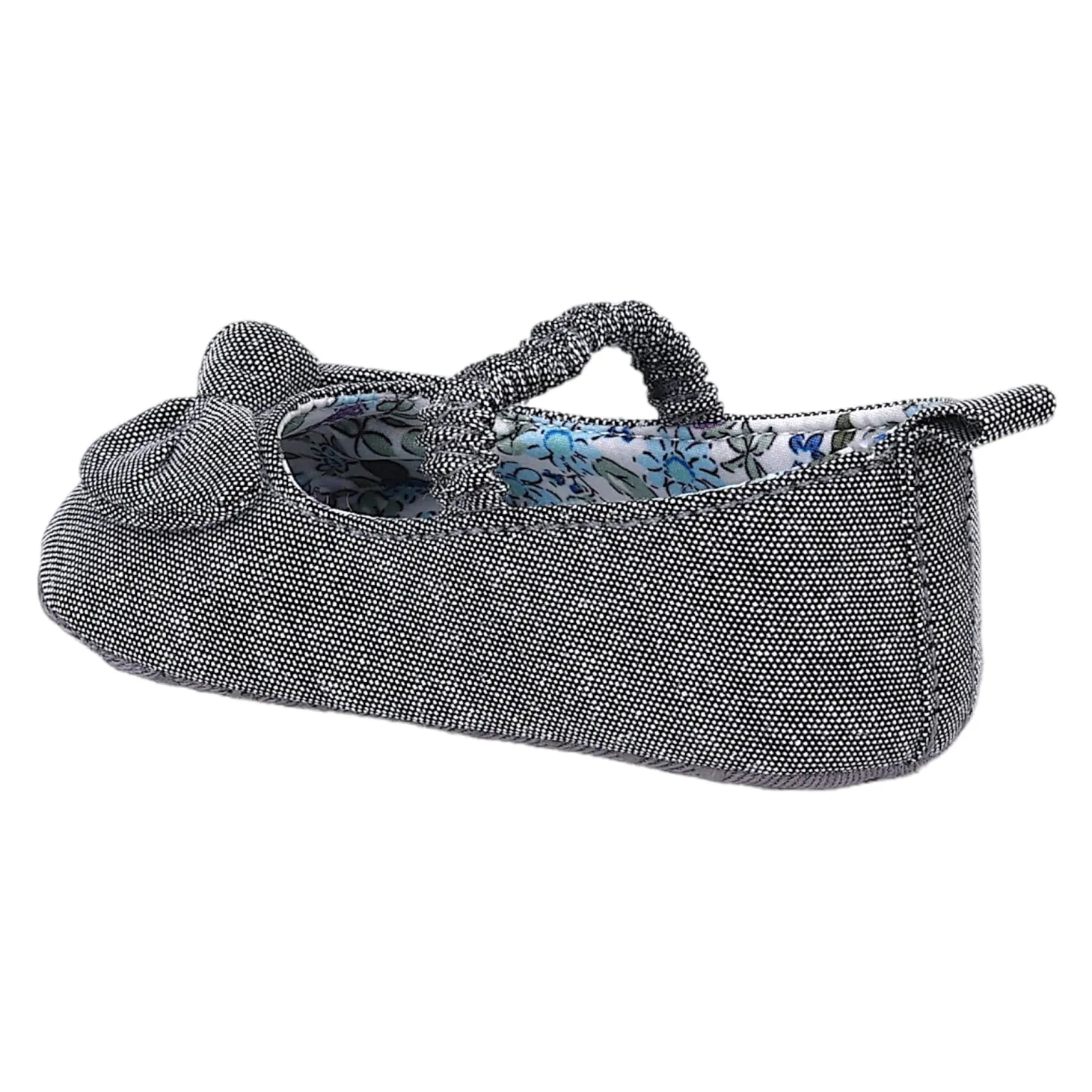 Baby Moo Bow Knot Elastic Strap First Walkers Anti-Skid Ballerina Booties - Grey