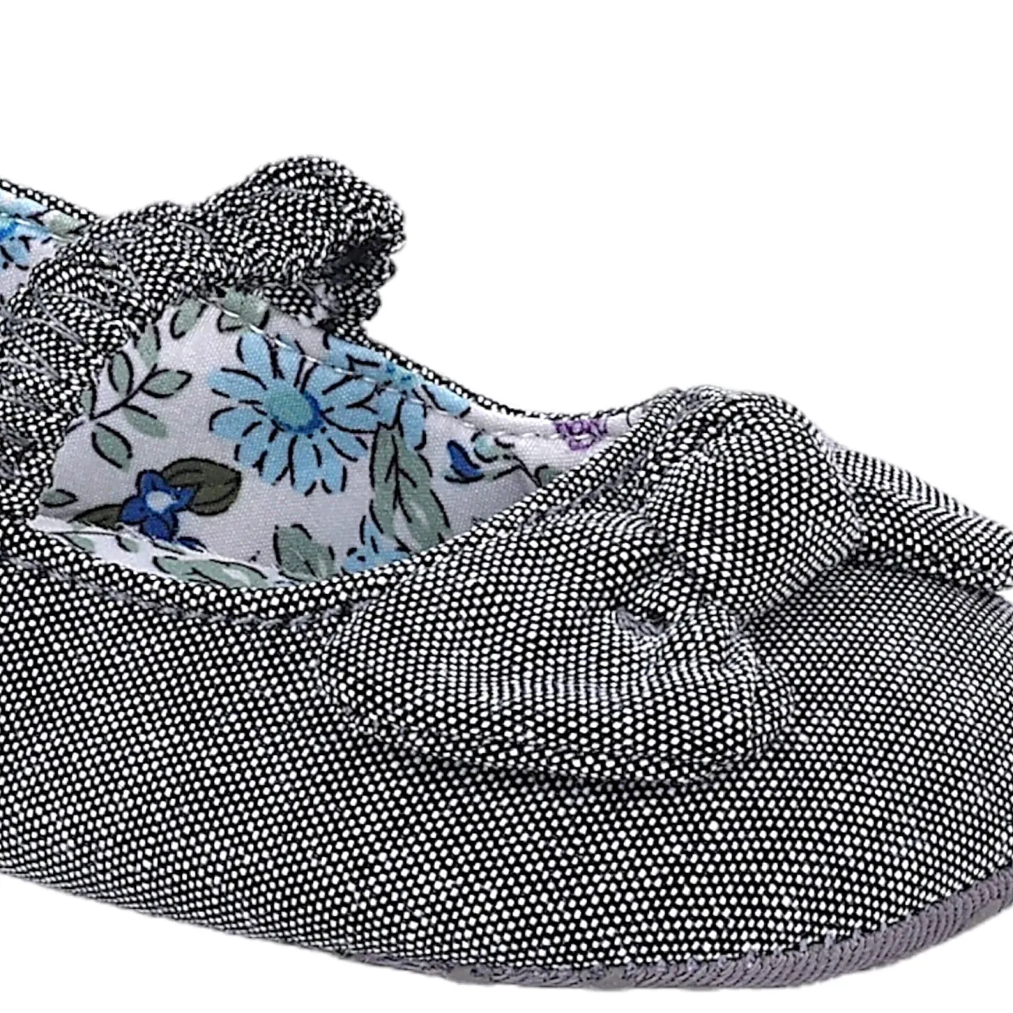 Baby Moo Bow Knot Elastic Strap First Walkers Anti-Skid Ballerina Booties - Grey