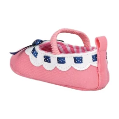 Baby Moo Bow Knot Mary Jane Elastic Strap Anti-Skid Ballerina Booties - Peach