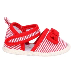 Baby Moo Bow Knot Striped Velcro Straps Anti-Skid Sandals - Red