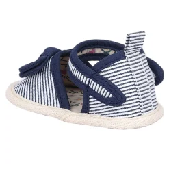 Baby Moo Bow Nautical Striped Velcro Straps Anti-Skid Sandals - Blue