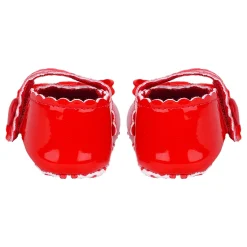 Baby Moo Bow Velcro Strap Patent Leather Anti-Skid Ballerina Booties - Red