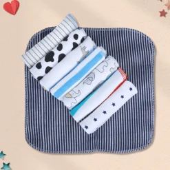 Baby Moo Boys Theme Cotton 20 x 20 cm Soft Hosiery Wash Cloth - Multicolour