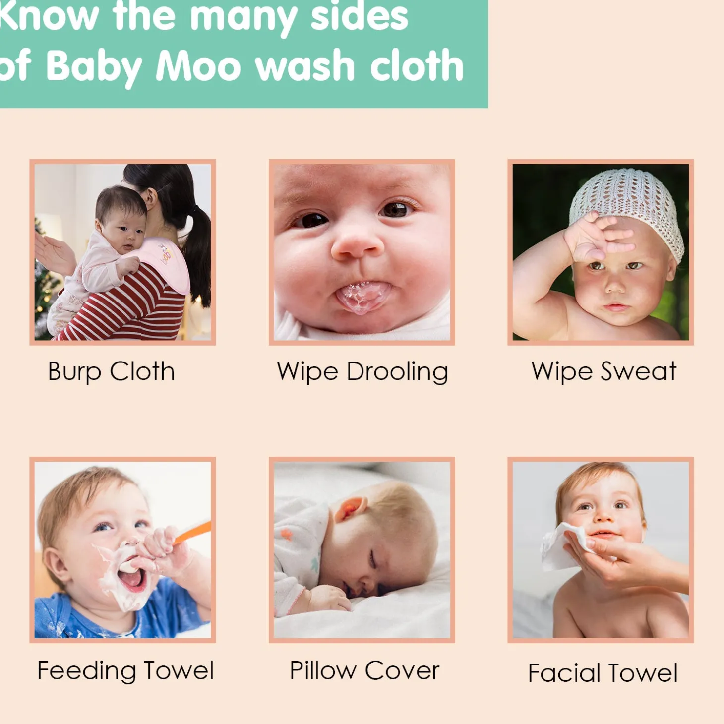 Baby Moo Boys Theme Cotton 20 x 20 cm Soft Hosiery Wash Cloth - Multicolour