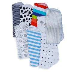 Baby Moo Boys Theme Cotton 20 x 20 cm Soft Hosiery Wash Cloth - Multicolour