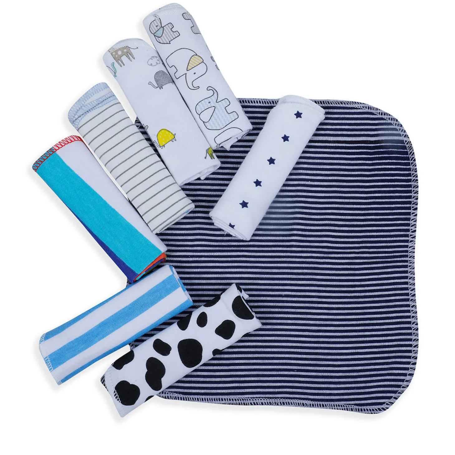 Baby Moo Boys Theme Cotton 20 x 20 cm Soft Hosiery Wash Cloth - Multicolour