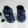 Baby Moo Breathable Buckle Closure Patent Leather Anti-Skid Ballerina Booties - Navy Blue