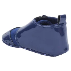 Baby Moo Breathable Buckle Closure Patent Leather Anti-Skid Ballerina Booties - Navy Blue