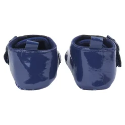 Baby Moo Breathable Buckle Closure Patent Leather Anti-Skid Ballerina Booties - Navy Blue