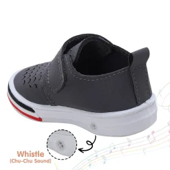 Baby Moo Breathable Velcro Strap Anti-Skid Chu Chu Sound Sneakers - Grey