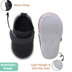 Baby Moo Breathable Velcro Strap Anti-Skid Chu Chu Sound Sneakers - Grey