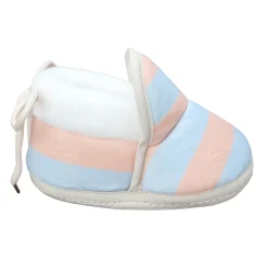 Baby Moo Broad Stripes Soft Slip-On Anti-Skid Plush Warm Booties - Peach