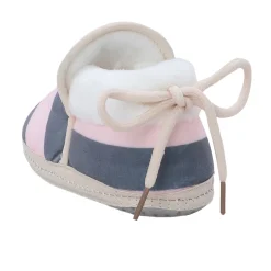 Baby Moo Broad Stripes Soft Slip-On Anti-Skid Plush Warm Booties - Pink