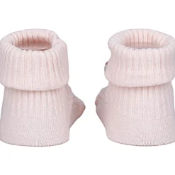 Baby Moo Bunny And Fox 3D Rattle Anti-Skid Socks Booties Pack of 2 - Peach, Rose Gold