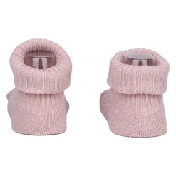 Baby Moo Bunny And Fox 3D Rattle Anti-Skid Socks Booties Pack of 2 - Peach, Rose Gold