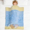 Baby Moo Bunny Bear Friends Plush Cotton All Season Nursery Blanket - Blue