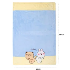 Baby Moo Bunny Bear Friends Plush Cotton All Season Nursery Blanket - Blue