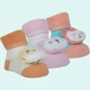 Baby Moo Bunny Chick 3D Rattle Anti-Skid Socks Booties Pack of 3 - Orange