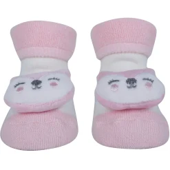 Baby Moo Bunny Chick 3D Rattle Anti-Skid Socks Booties Pack of 3 - Orange