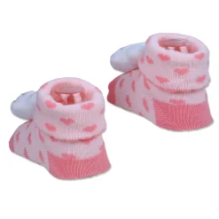 Baby Moo Bunny Heart Cotton Anti-Skid 3D Socks - Pink