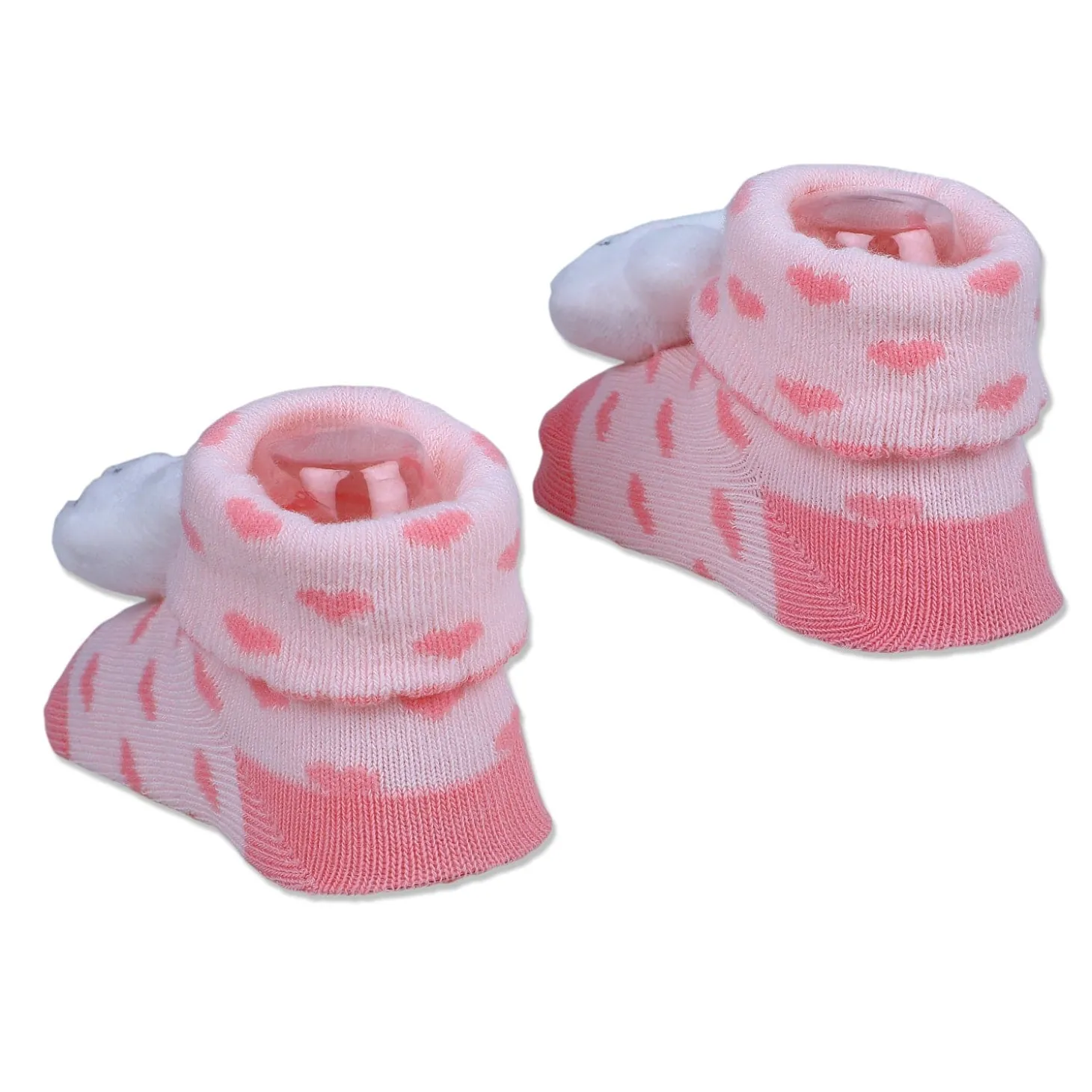 Baby Moo Bunny Heart Cotton Anti-Skid 3D Socks - Pink