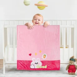 Baby Moo Bunny Plush Cotton All Season Nursery Blanket - Pink