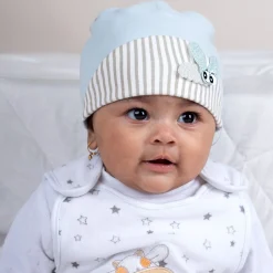 Baby Moo Busy Bee All Season Stretchable Hosiery Warm 3D Beanie Cap - Blue