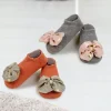 Baby Moo Butterfly Bow Anti Skid Ankle Length Toddlers Dress Up Walking Set of 2 Socks Booties - Grey, Maroon