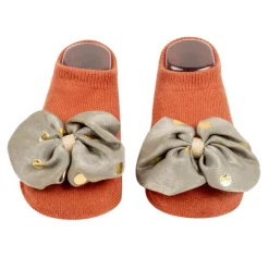 Baby Moo Butterfly Bow Anti Skid Ankle Length Toddlers Dress Up Walking Set of 2 Socks Booties - Grey, Maroon