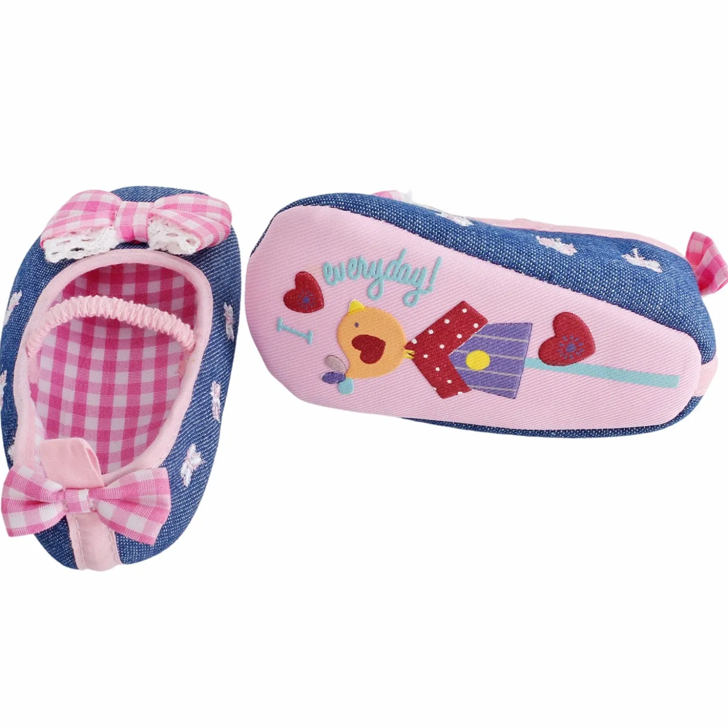 Baby Moo Butterfly Bow Pink And Blue Booties