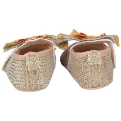 Baby Moo Butterfly Bow Shiny Party Anti-Skid Ballerina Booties - Gold