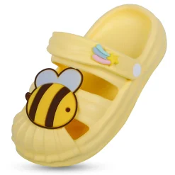 Baby Moo Buzzing Bee Applique Waterproof Anti-Skid Sling Back Clogs - Yellow