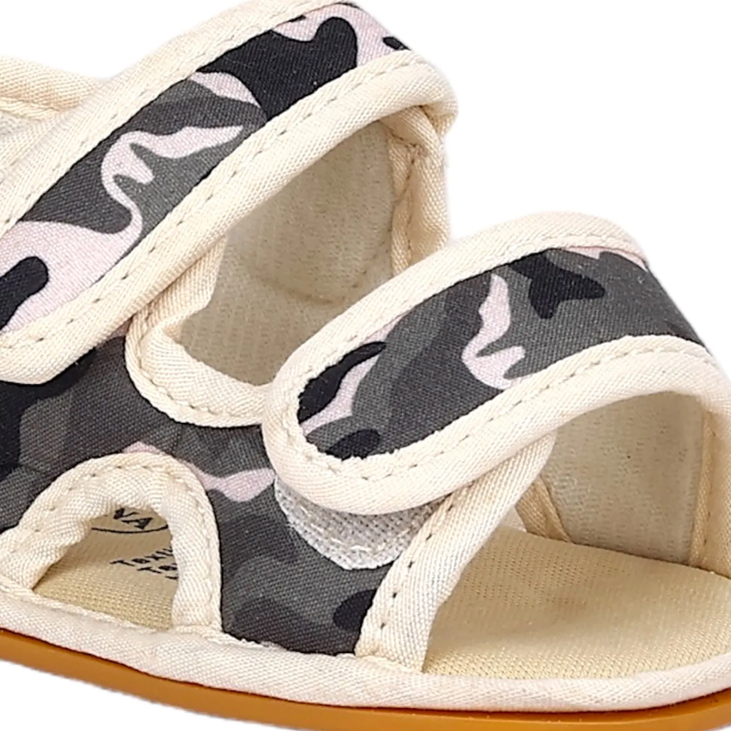 Baby Moo Camouflage Print Anti-Skid Velcro Floater Sandals - Beige, Military