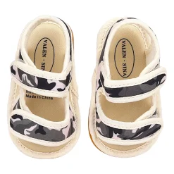 Baby Moo Camouflage Print Anti-Skid Velcro Floater Sandals - Beige, Military