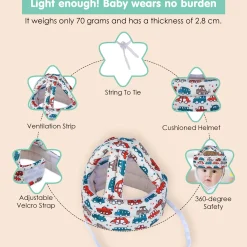 Baby Moo Car & Truck Head Protection Adjustable Cushioned Safety Helmet - Cream