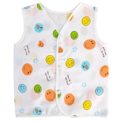 Baby Moo Car And Fruit Print V-Neck Sleeveless Front Opening Button Cotton Jhablas 5 Pcs - Yellow, Multicolour