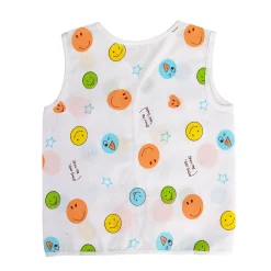 Baby Moo Car And Fruit Print V-Neck Sleeveless Front Opening Button Cotton Jhablas 5 Pcs - Yellow, Multicolour