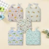 Baby Moo Car And Nature Theme Round Neck Sleeveless Tie Knot Cotton Jhablas 5 Pcs - Yellow, Multicolour