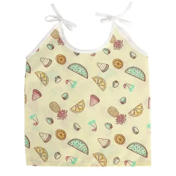 Baby Moo Car And Nature Theme Round Neck Sleeveless Tie Knot Cotton Jhablas 5 Pcs - Yellow, Multicolour