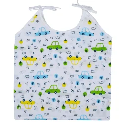 Baby Moo Car And Nature Theme Round Neck Sleeveless Tie Knot Cotton Jhablas 5 Pcs - Yellow, Multicolour