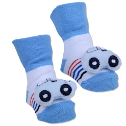 Baby Moo Car Cotton Anti-Skid 3D Socks - Blue